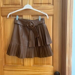 Zara Chocolate Brown Pleated Mini Skirt